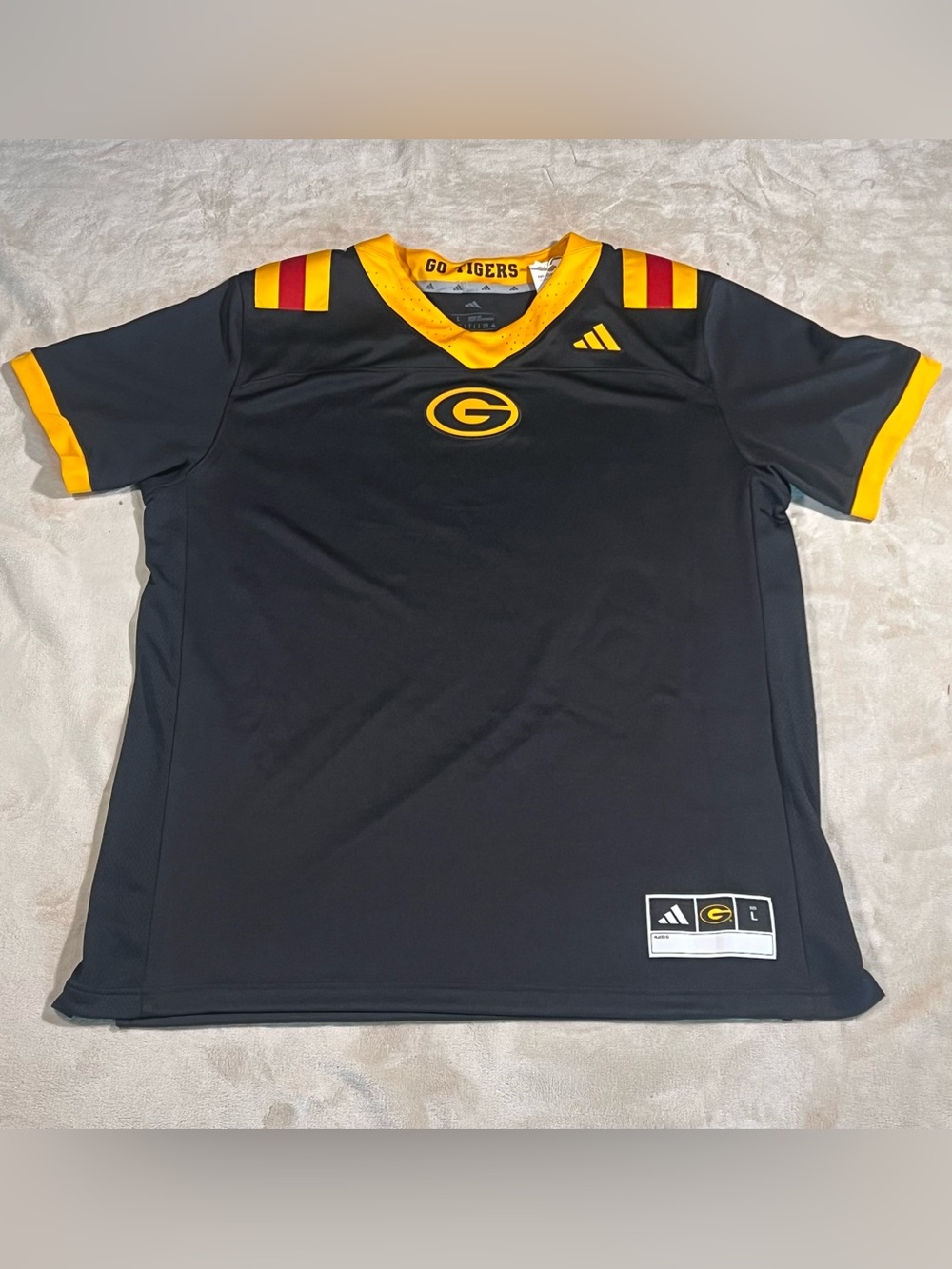 Adidas Black & Gold Grambling Tigers Logo Football Jersey